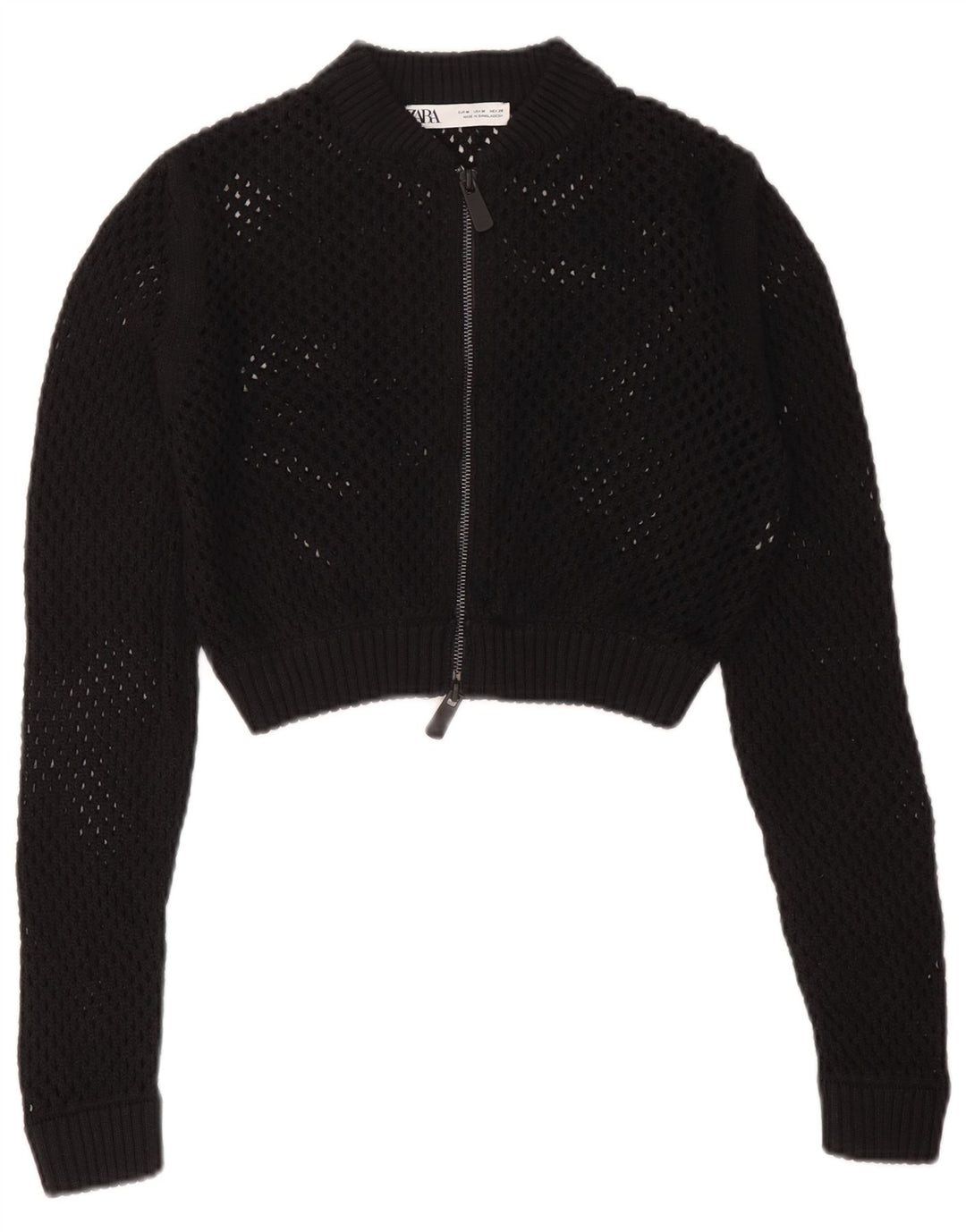 Zara Mujer Crop See Through Cardigan Suéter UK 40 Mediano Negro