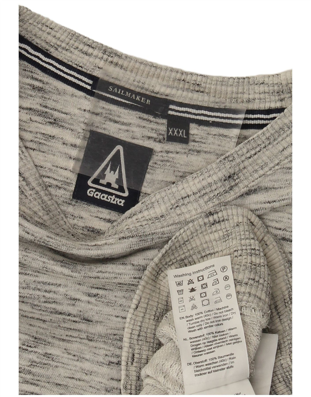 GAASTRA Camiseta de manga larga para hombre 3XL Algodón moteado gris