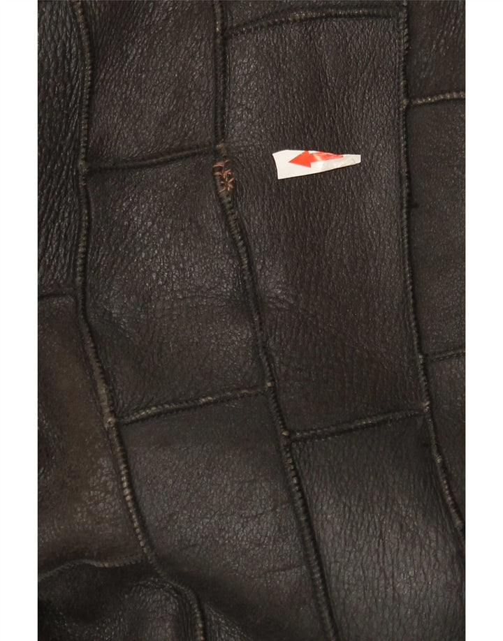 Vintage hombres shearling chaqueta Reino Unido 42 XL marrón patchwork