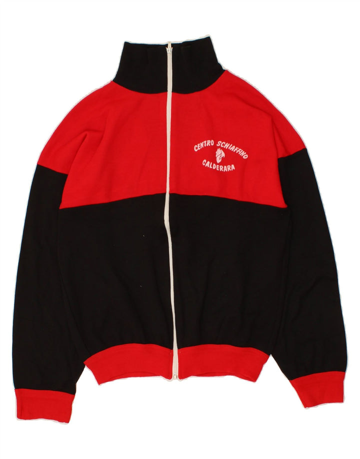VINTAGE Chaqueta superior de chándal para hombre Bloque de color rojo medio