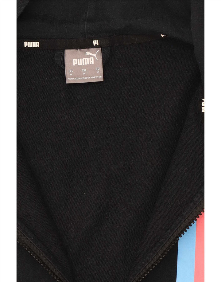 Puma Sudadera con capucha y cremallera gráfica para hombre, color negro mediano