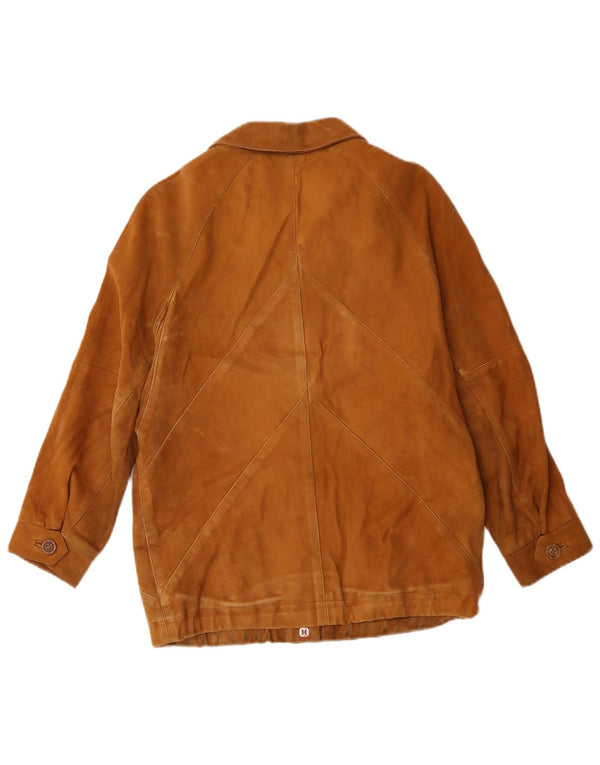 Vintage mujer ante chaqueta Reino Unido 12 Medio Beige