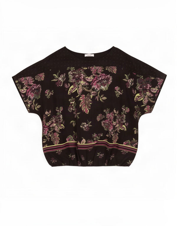 Marks & Spencer Blusa para mujer Top UK 22 3XL Poliéster floral negro