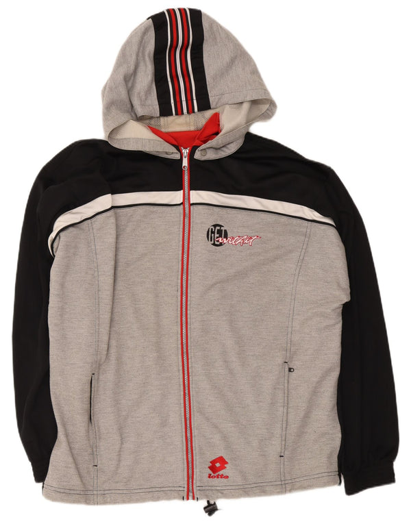Lotto Sudadera con capucha y cremallera gráfica para hombre XL Gris Colorblock Poliéster