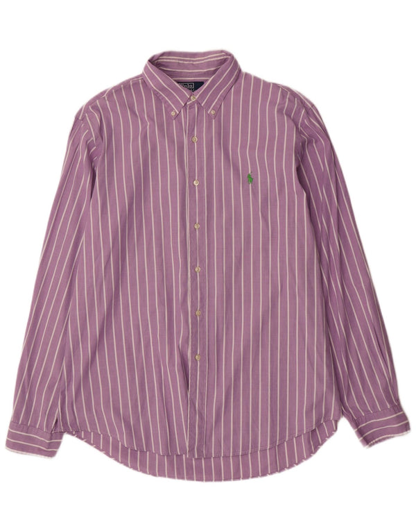 Polo Ralph Lauren Camisa de ajuste personalizado para hombre Talla 43 17 XL Púrpura Pinstripe
