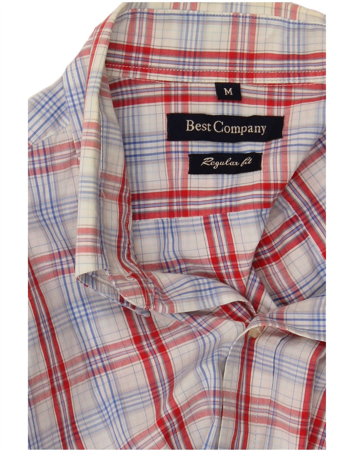 BEST COMPANY Camisa de corte regular para hombre a cuadros rojos medianos