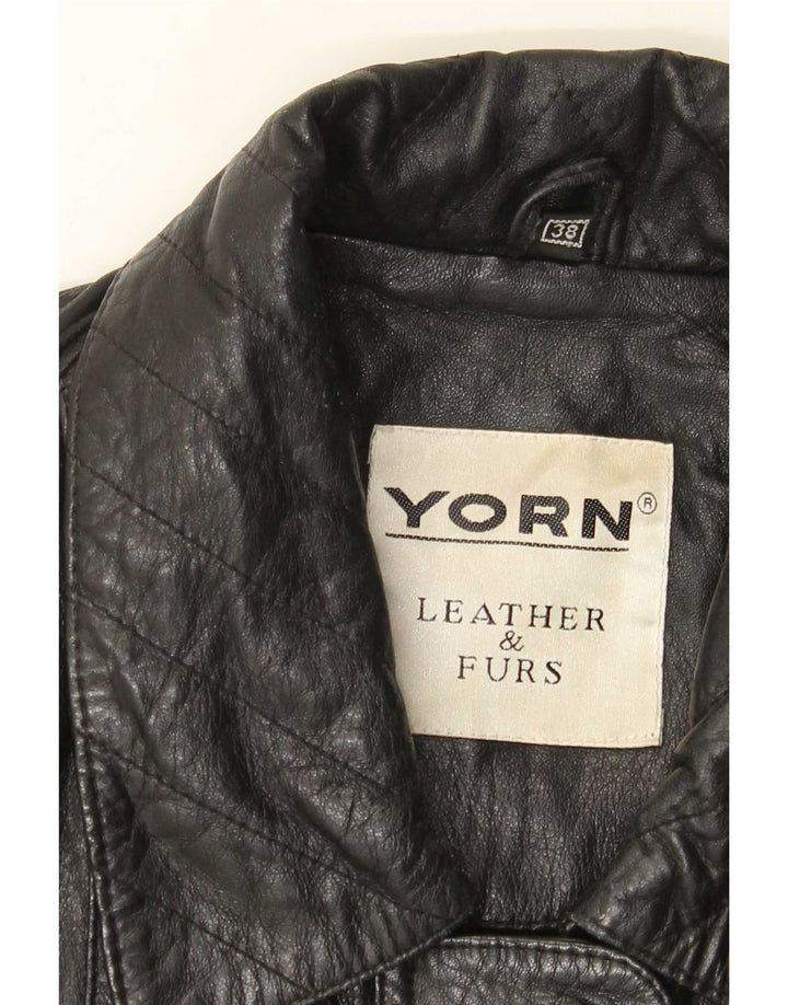 Yorn Abrigo de cuero para mujer EU 38 Medio Negro