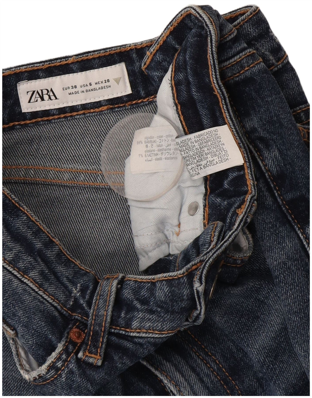 Zara Jeans rectos para mujer EU 38 Small W28 L26 Algodón azul
