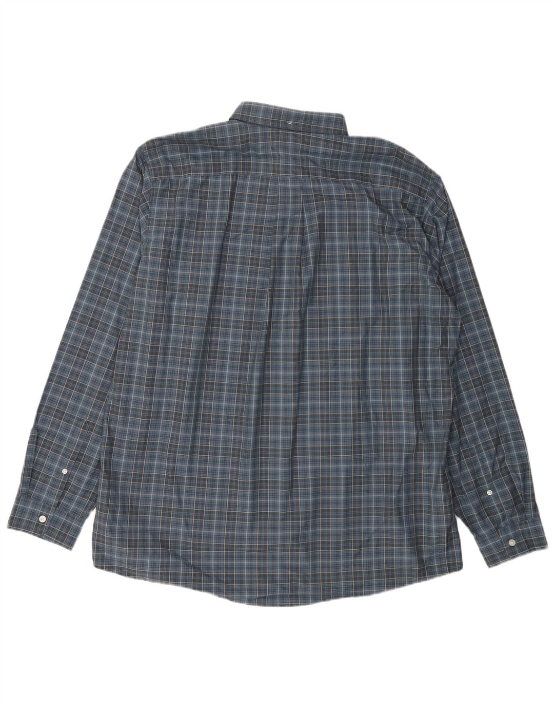 EDDIE BAUER Camisa alta de corte relajado para hombre XL Algodón a cuadros azules