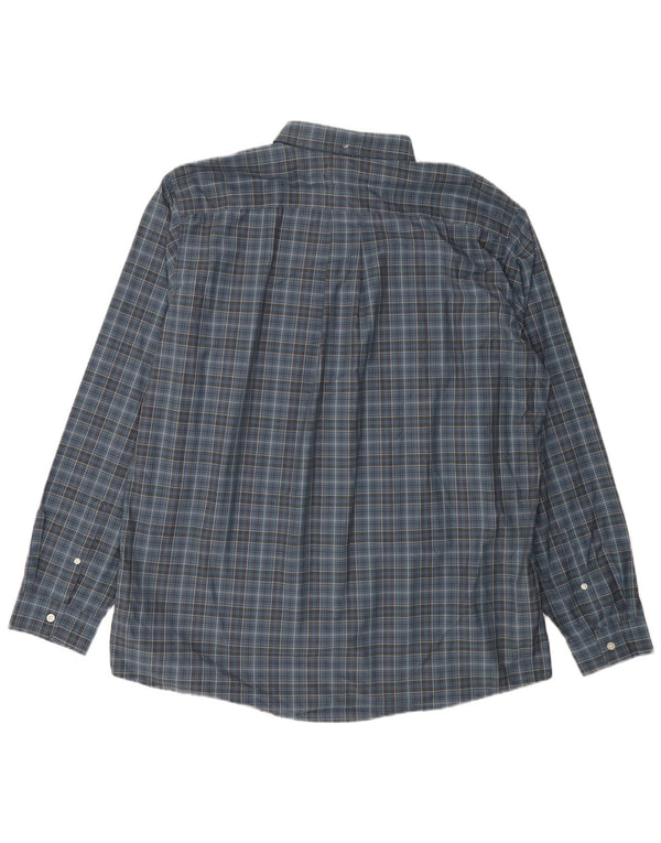EDDIE BAUER Camisa alta de corte relajado para hombre XL Algodón a cuadros azules