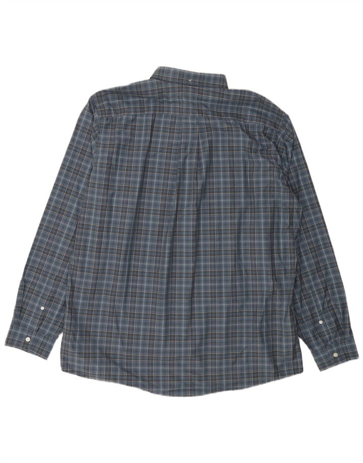 EDDIE BAUER Camisa alta de corte relajado para hombre XL Algodón a cuadros azules