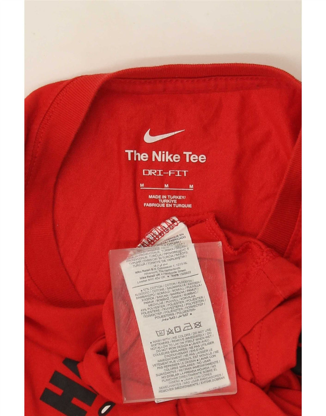 Camiseta Nike Dri Fit Graphic para hombre, parte superior de algodón rojo mediano