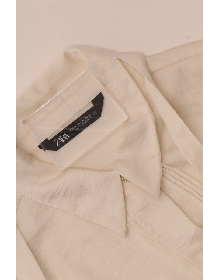 Zara Blusa Camisera Con Pajarita Para Mujer UK 44 Medium White