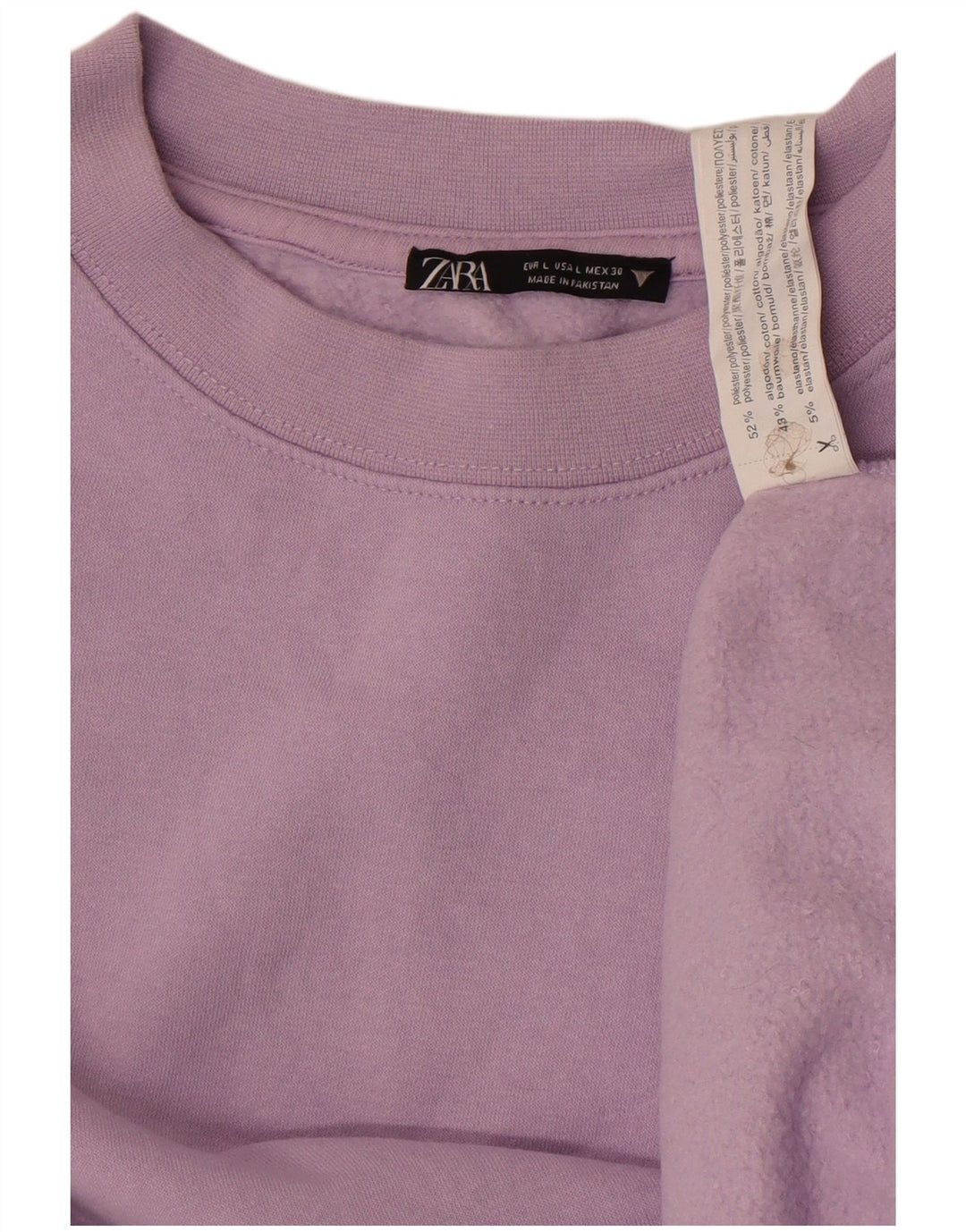 Zara Mujer Crop Sudadera Jumper UK 46 Grande Poliéster Púrpura