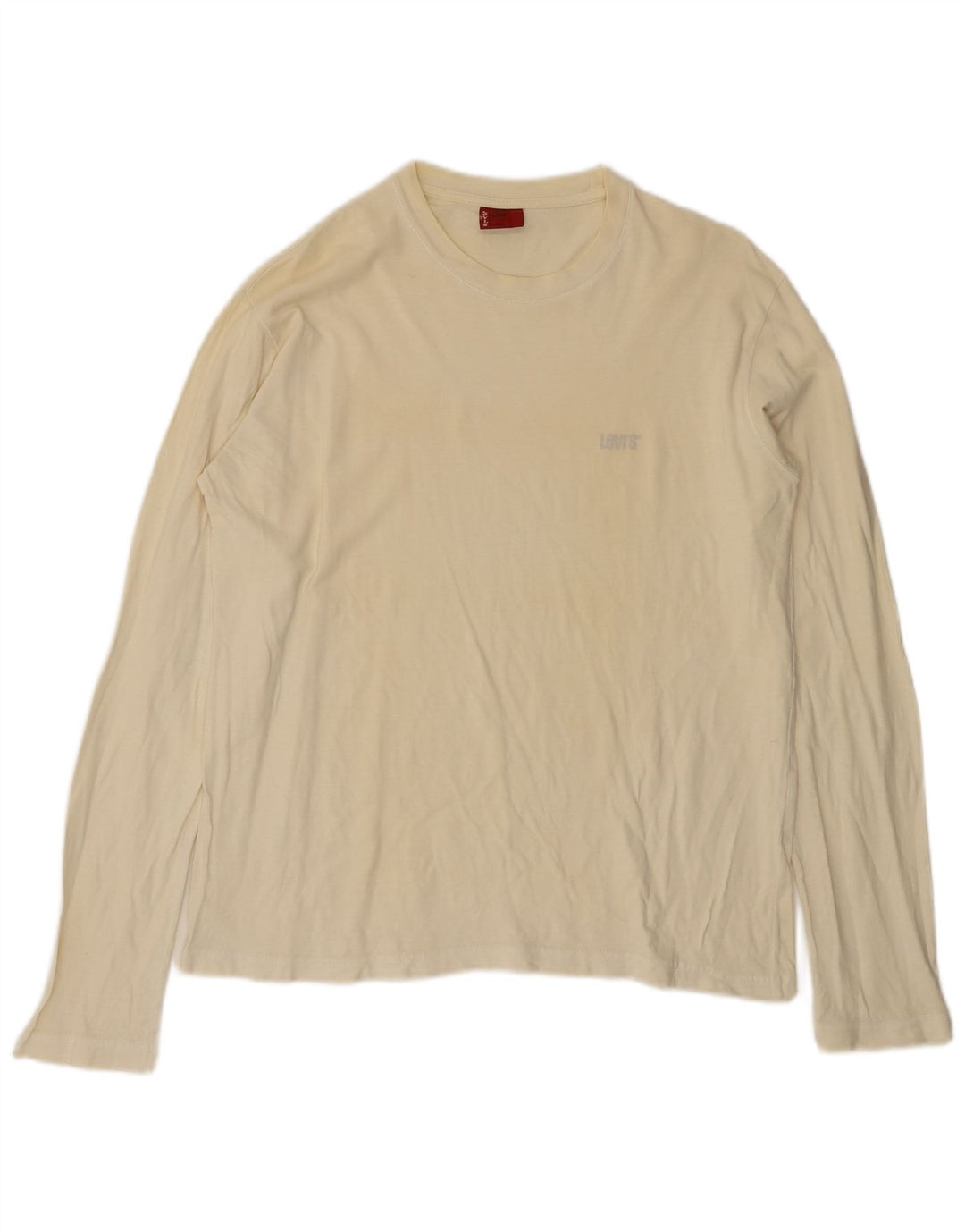 LEVI'S Top de mujer de manga larga UK 46 Grande de algodón blanco roto