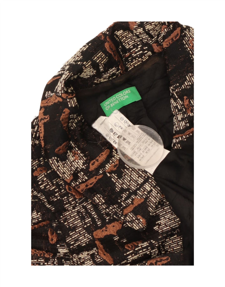 Abrigo Benetton Mujer Con Estampado Abstracto ES 40 Pequeño Poliéster Negro
