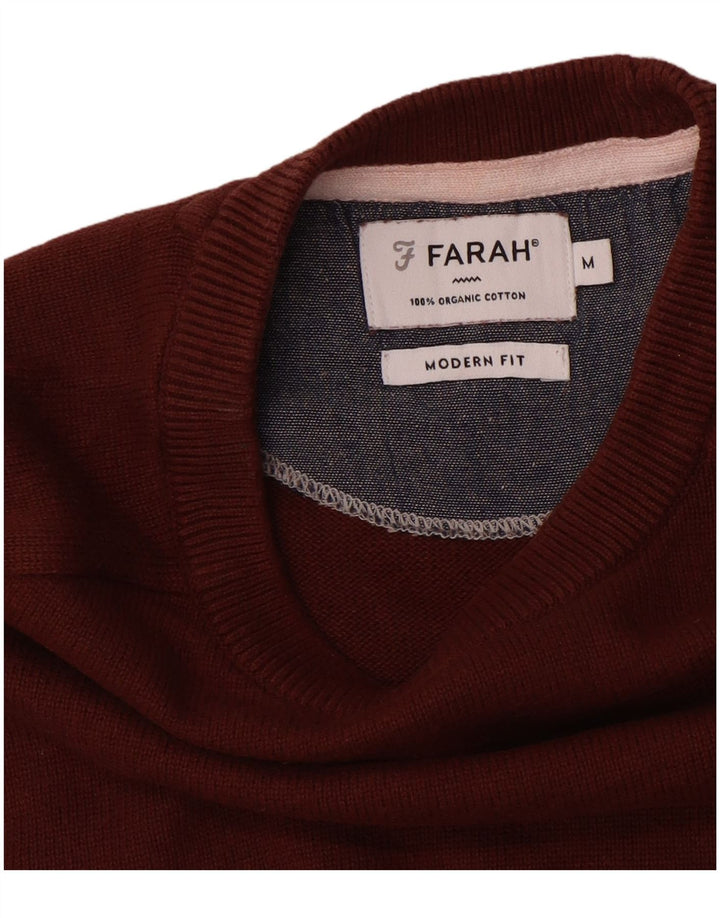 FARAH Jersey De Cuello Redondo De Ajuste Moderno para Hombre Algodón Granate Medio
