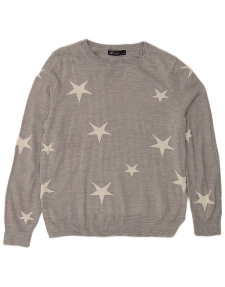 Marks & Spencer Suéter gráfico con cuello redondo para mujer UK 40 Gris medio