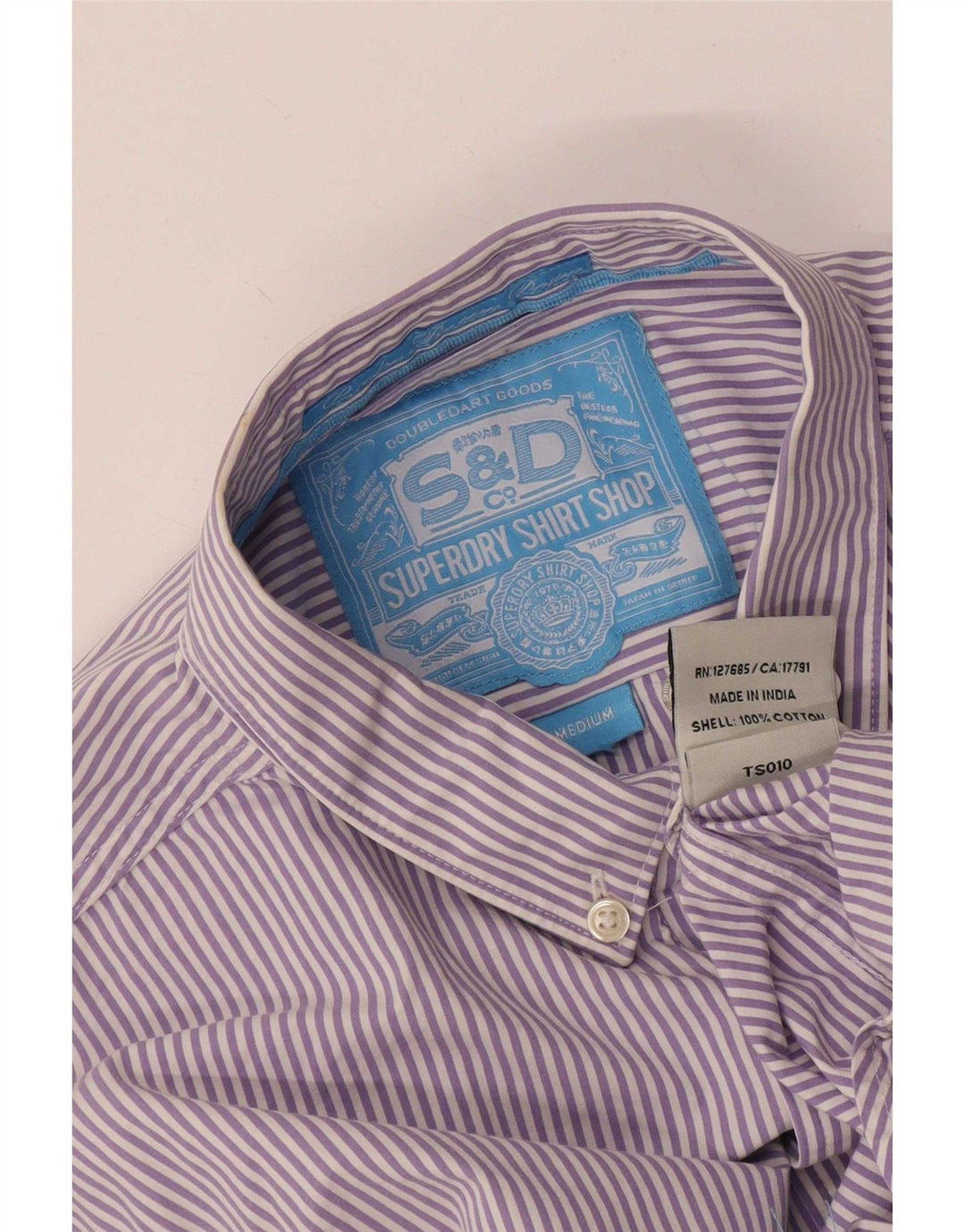 Camisa Superdry Hombre De Algodón Con Rayas Pintadas En Morado Medio