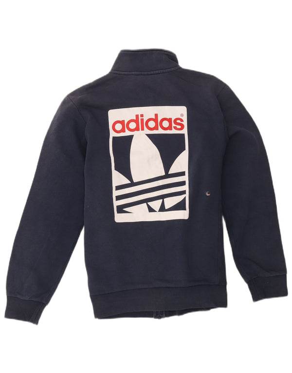 Adidas Mens Graphic Chándal Top Chaqueta Pequeña Azul Marino Algodón
