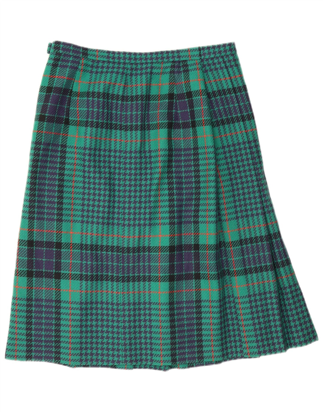 Vintage mujer A-Line falda W30 pata de gallo verde medio