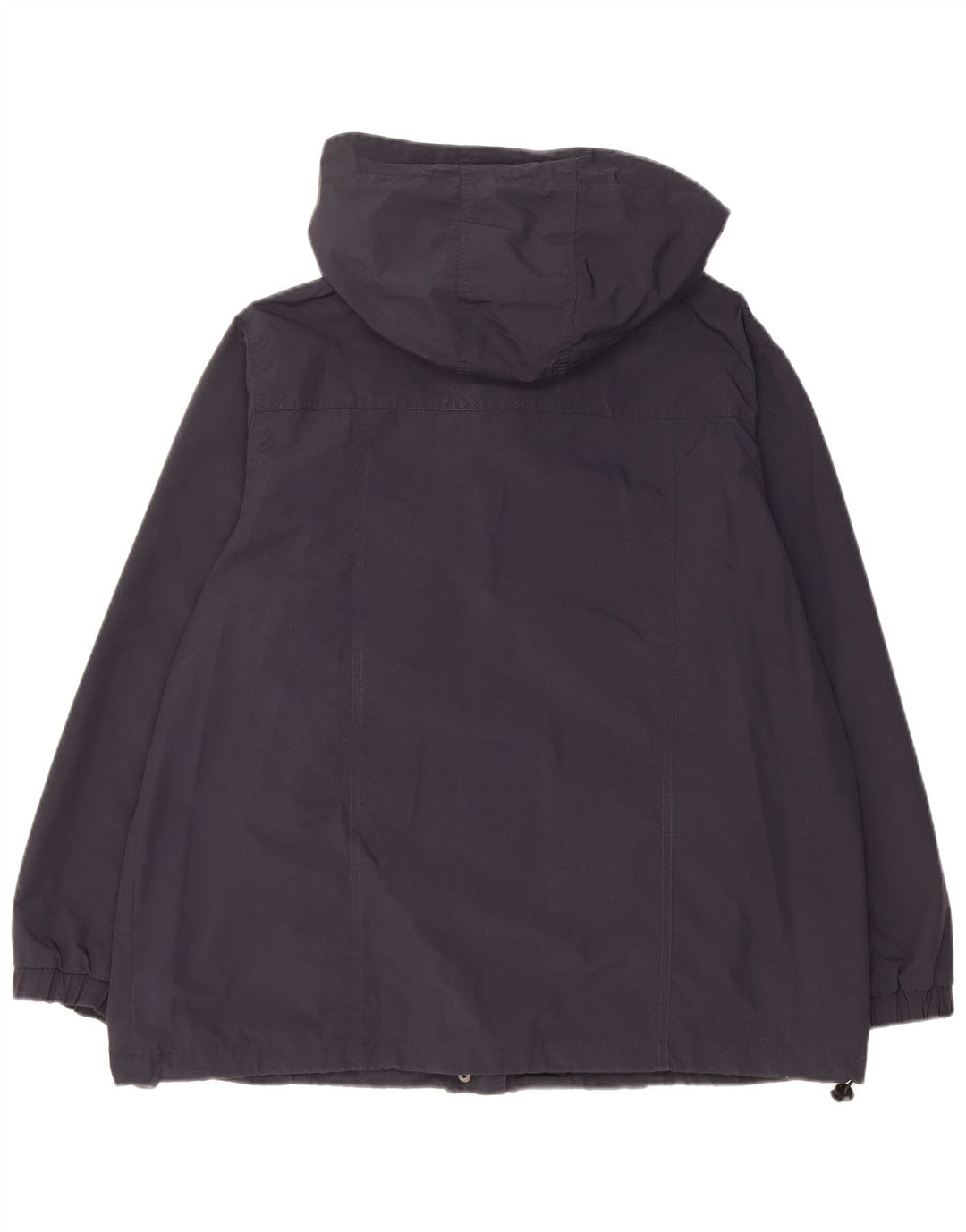 Vintage mujer con capucha chaqueta de lluvia de gran tamaño Reino Unido 18 XL Poliamida azul marino