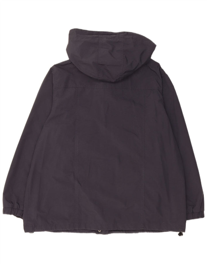 Vintage mujer con capucha chaqueta de lluvia de gran tamaño Reino Unido 18 XL Poliamida azul marino