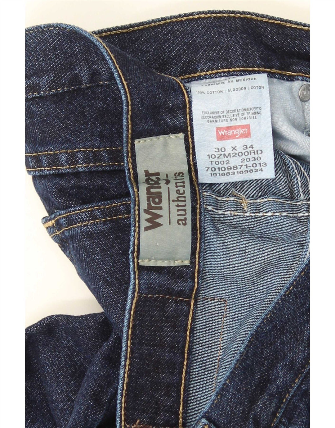 Wrangler Vaqueros Rectos Auténticos Para Hombre W30 L34 Algodón Azul Marino