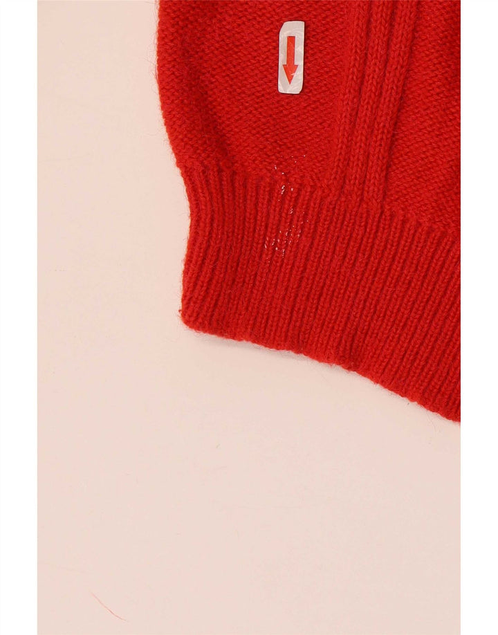 Vintage hombres rollo cuello jersey suéter XL rojo acrílico