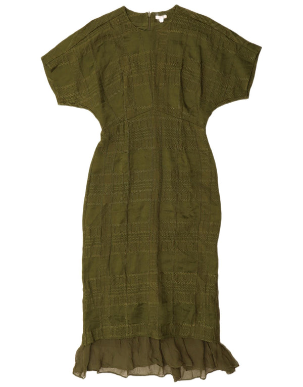 Vestido de sirena para mujer Jigsaw UK 8 Small Green Check Viscosa