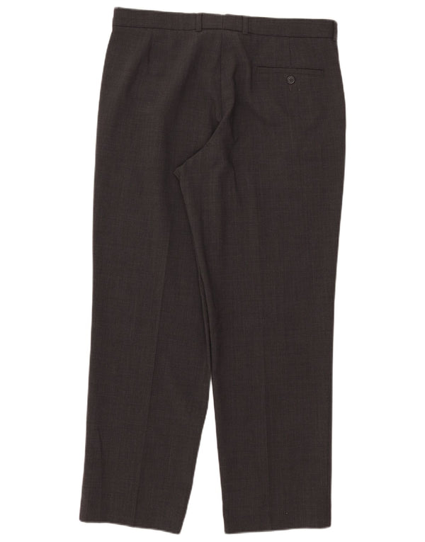 Marks & Spencer Pantalones de traje rectos a medida para hombre W34 L29 Poliéster gris