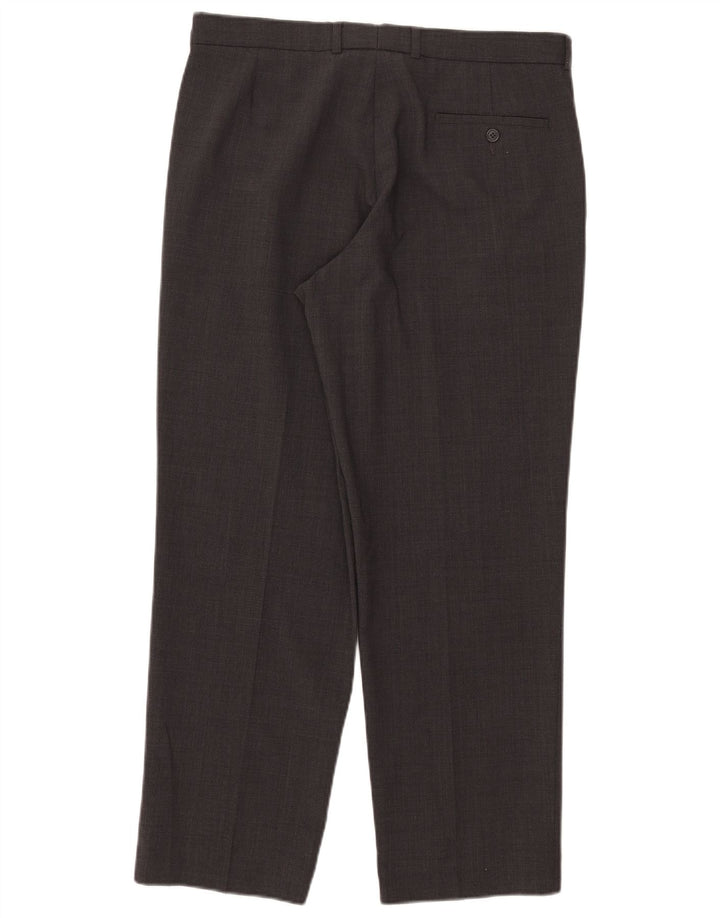 Marks & Spencer Pantalones de traje rectos a medida para hombre W34 L29 Poliéster gris