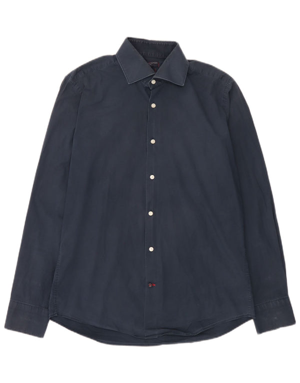 Tommy Hilfiger Camisa ajustada a medida para hombre Talla 40 15 3/4 Mediano Azul marino