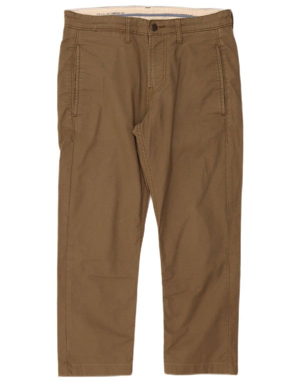 Lee Mens Crop Straight Chino Pantalones W28 L24 Algodón Caqui