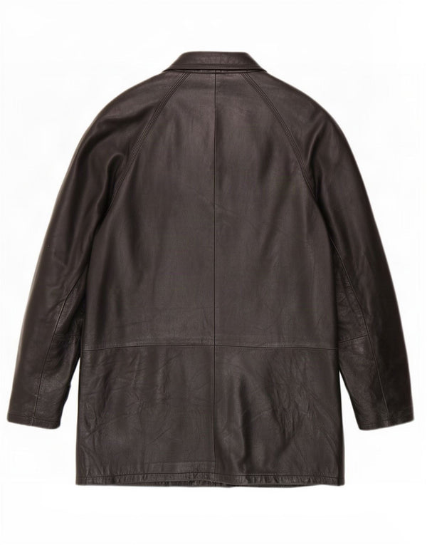 Abrigo de cuero vintage para hombre IT 52 XL Negro