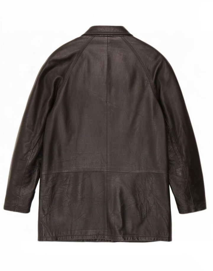 Abrigo de cuero vintage para hombre IT 52 XL Negro