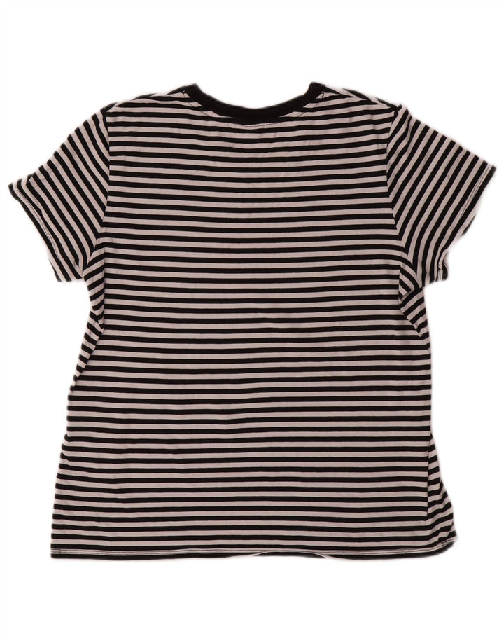 LEVI'S Womens T-Shirt Top UK 14 Medium Black Striped Cotton