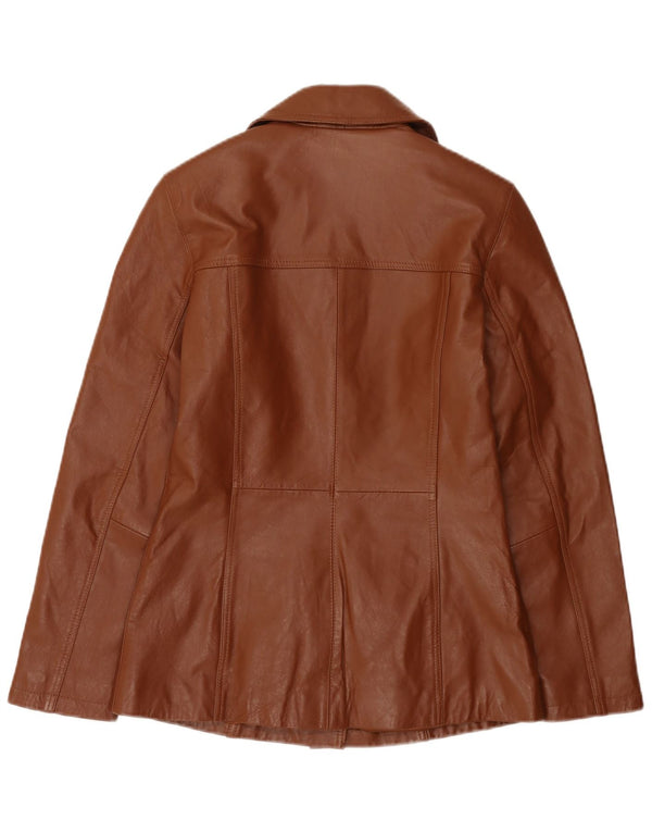 VINTAGE Chaqueta de cuero para mujer Reino Unido 14 Cuero marrón grande