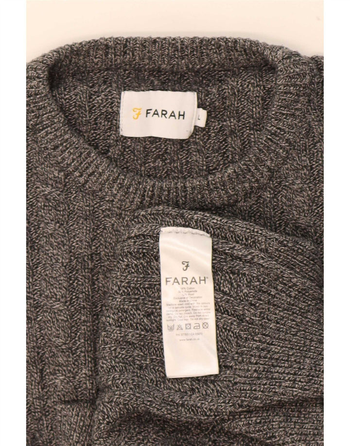 Farah Jersey De Cuello Redondo Para Hombre Jersey Grande De Algodón Gris