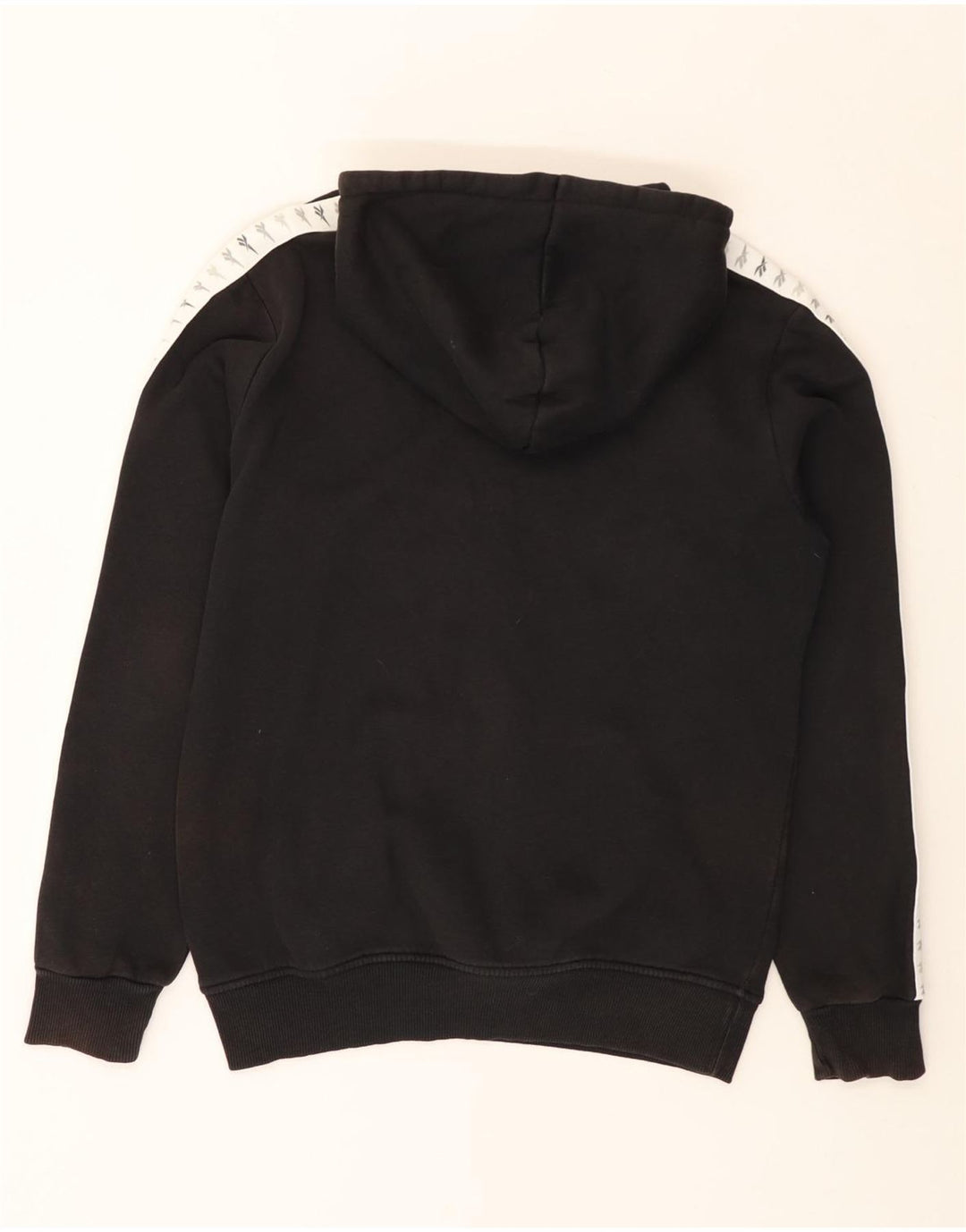 REEBOK Sudadera con capucha clásica y gráfica para hombre, talla pequeña, algodón negro con bloques de color