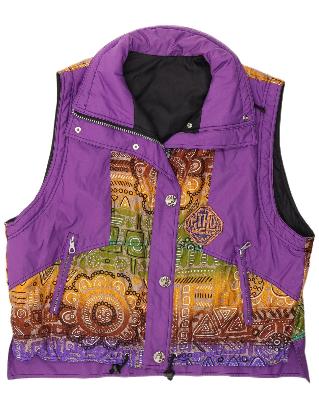 Chaleco Vintage Mujer Oversize IT 44 Poliamida Geométrica Púrpura Mediana