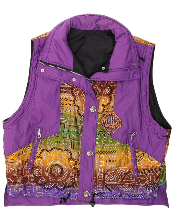 Chaleco Vintage Mujer Oversize IT 44 Poliamida Geométrica Púrpura Mediana
