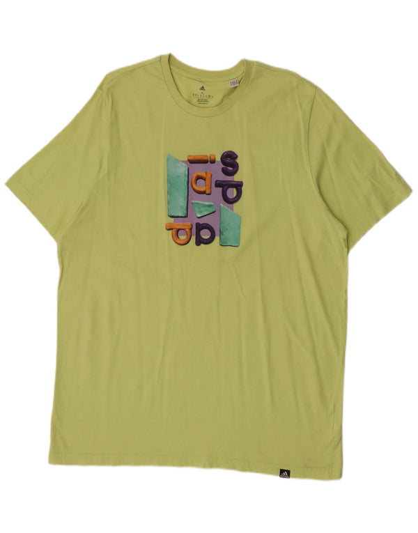 Adidas Hombre Camiseta Gráfica Top XL Algodón Verde