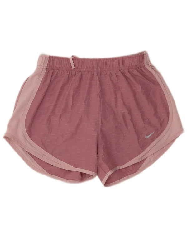 Nike Dri Fit - Pantalones cortos deportivos para mujer (talla 8), poliéster moteado rosa pequeño