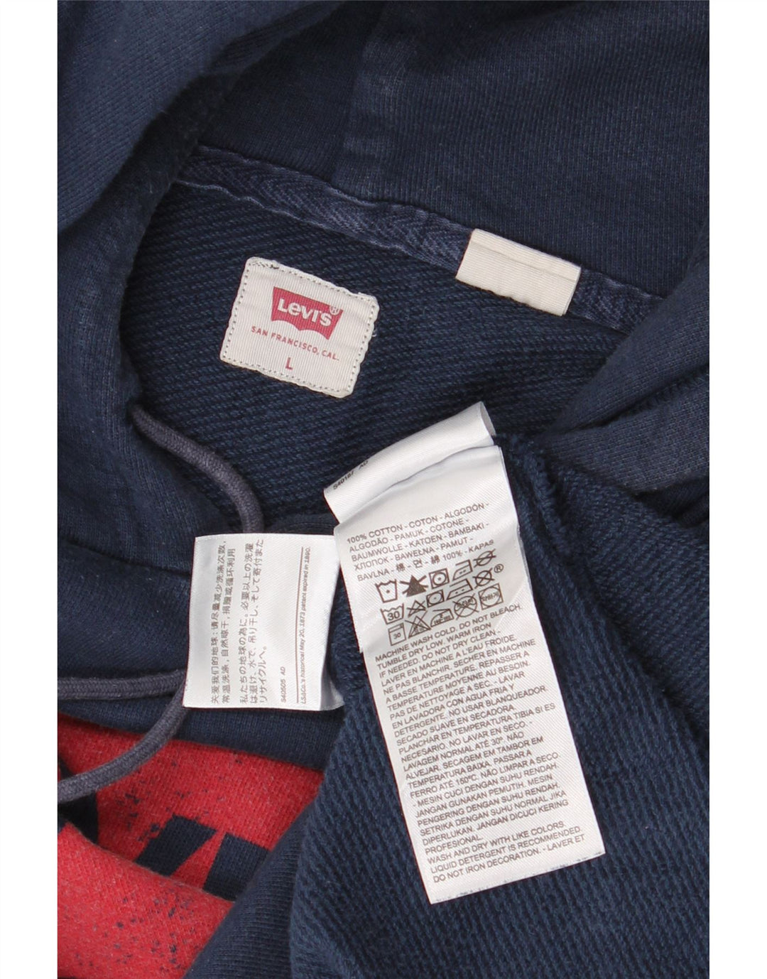 Levi's Jersey con capucha extragrande gráfico para mujer Reino Unido 46 Grande Algodón azul marino