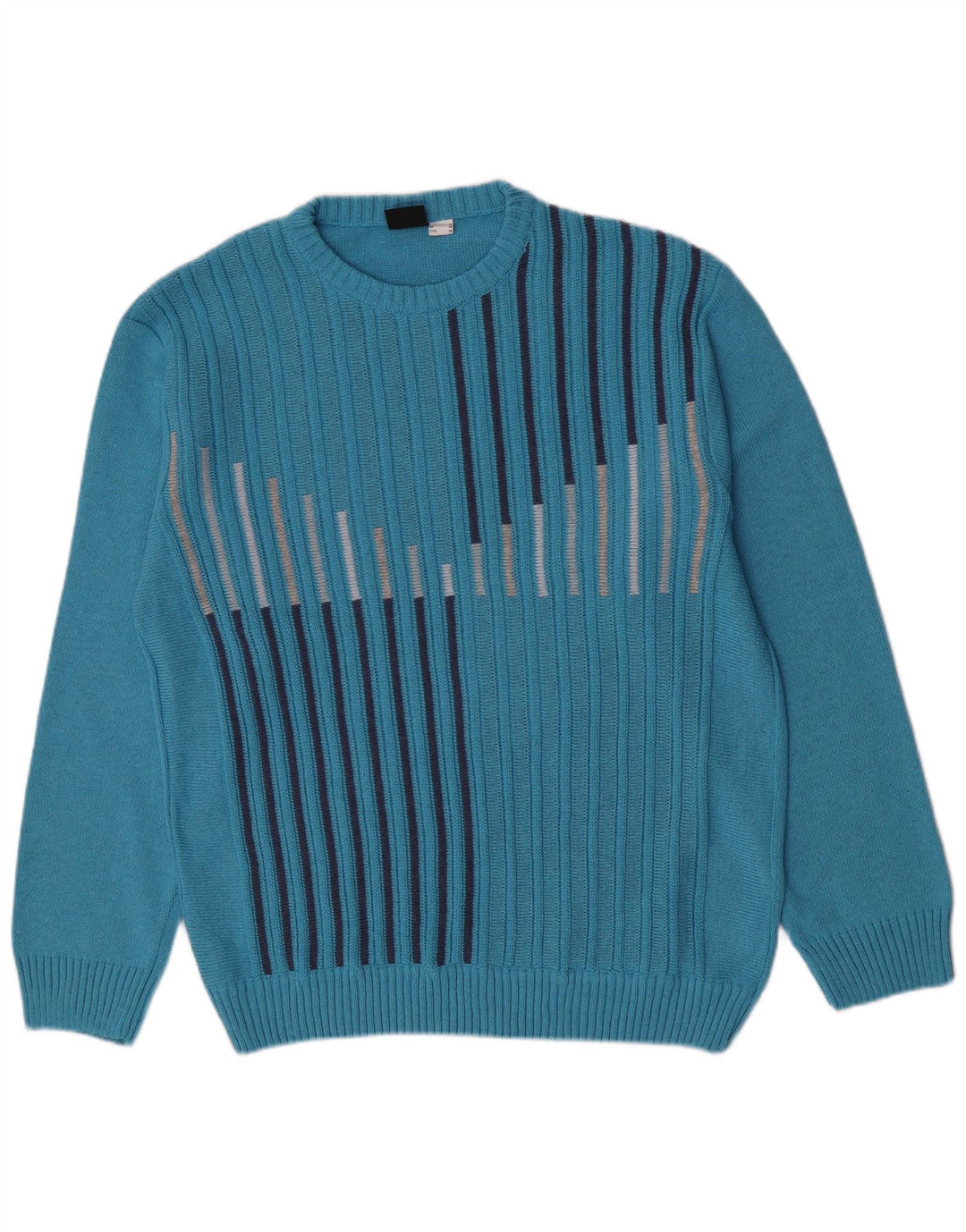 Gixan Hombre Regular Fit Jersey De Cuello Redondo Jersey IT 50 Azul Medio A Rayas