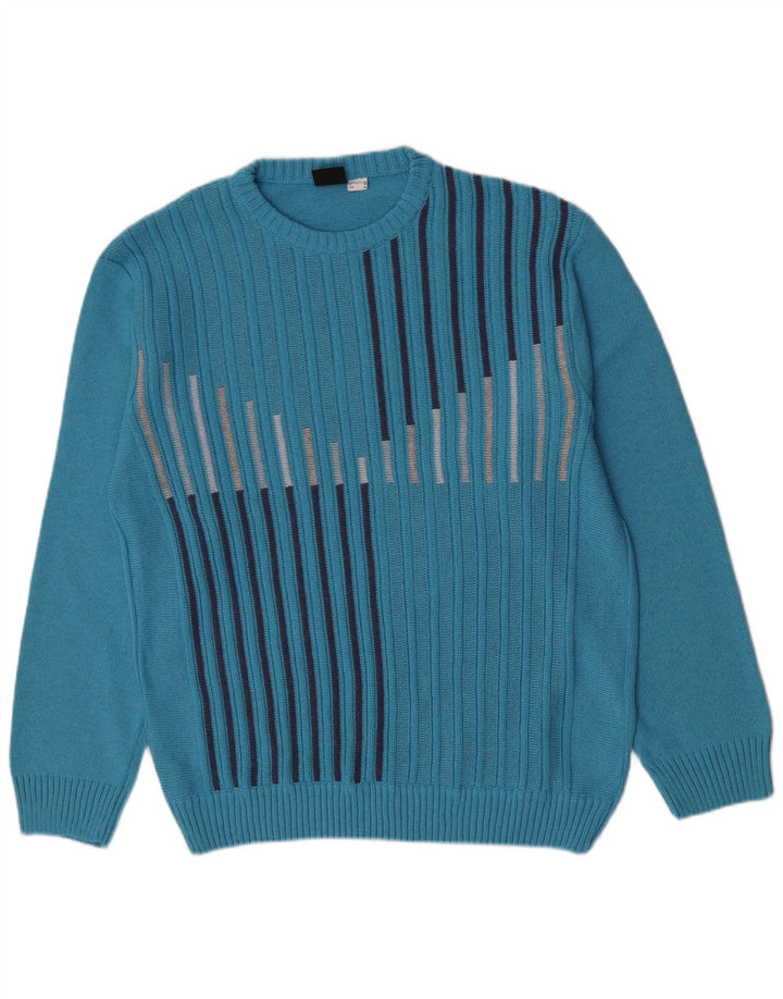 Gixan Hombre Regular Fit Jersey De Cuello Redondo Jersey IT 50 Azul Medio A Rayas