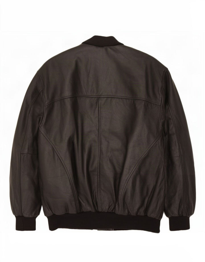 Vintage hombres chaqueta de cuero Reino Unido 38 medio negro