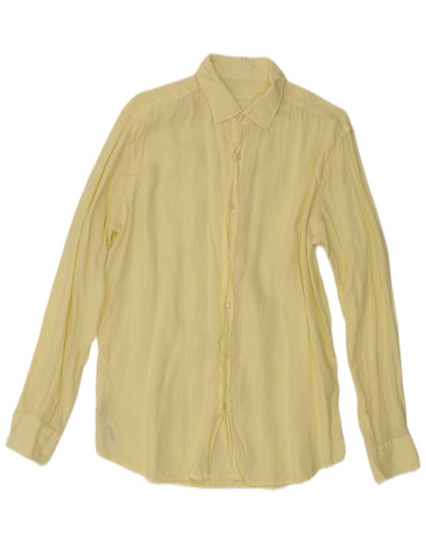 Camisa Massimo Dutti Hombre Large Lino Amarillo