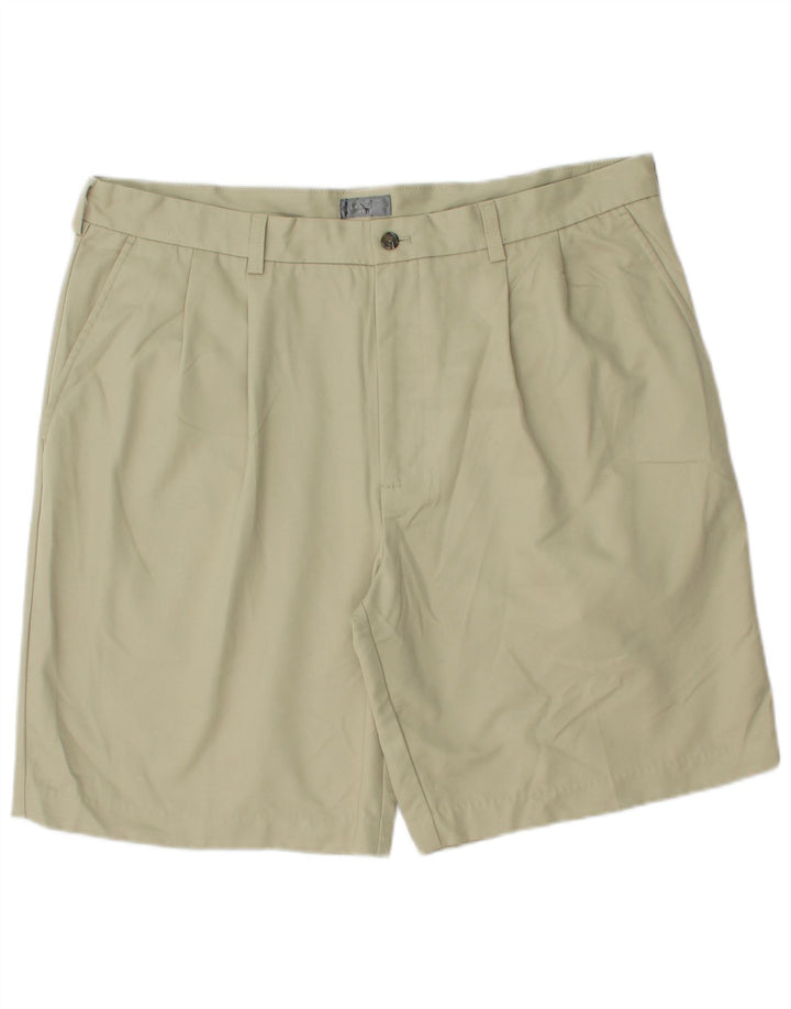IZOD Pantalones cortos chinos pegados para hombre W38 XL Poliéster beige